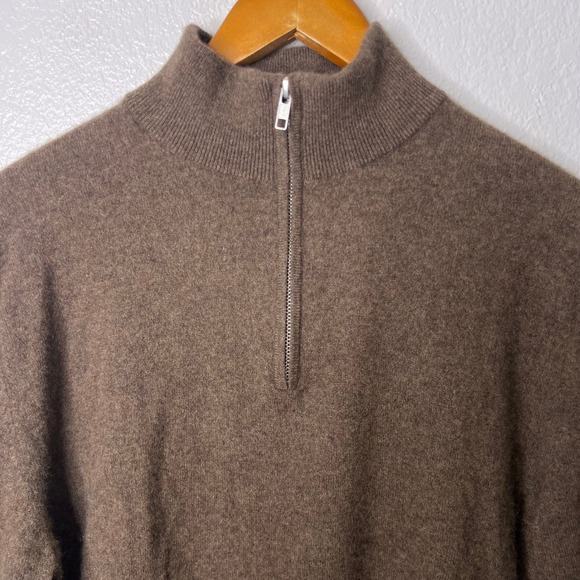 Quince Mongolian Cashmere Quarter Zip Sweater Brown Size XL - Picture 3 of 8